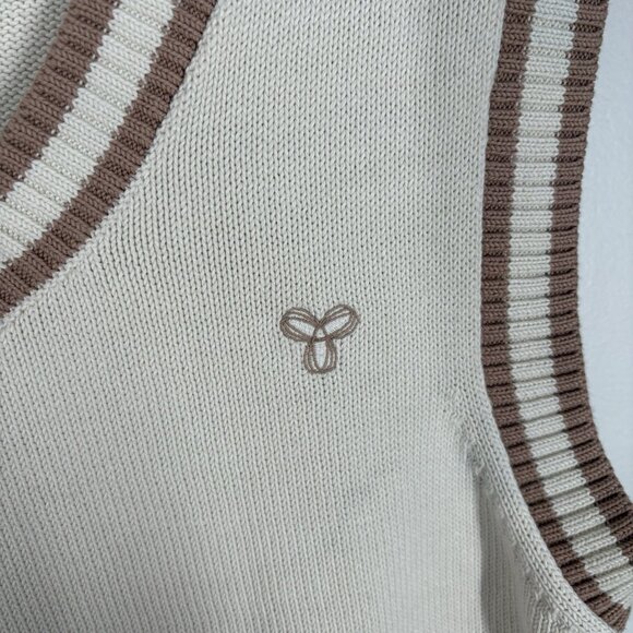 Tna Aritzia Women M Cream Brown Knit Preppy Academia V-Neck Marcy Sweater Vest - Picture 5 of 10